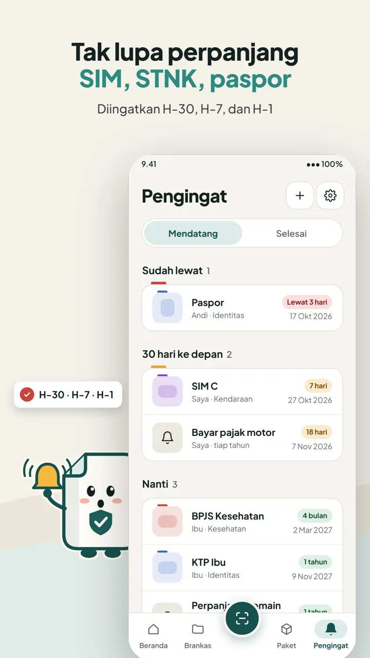 Daftar pengingat kedaluwarsa paspor, SIM, pajak motor, dan BPJS dengan sisa hari
